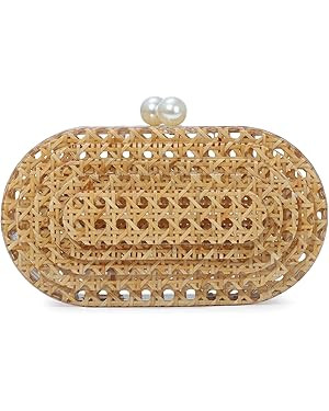 Fecialy Women Acrylic Clutch Purse Rattan Woven Pattern Handbag Shell Shape Crossbody Bag Chic Ev... | Amazon (US)