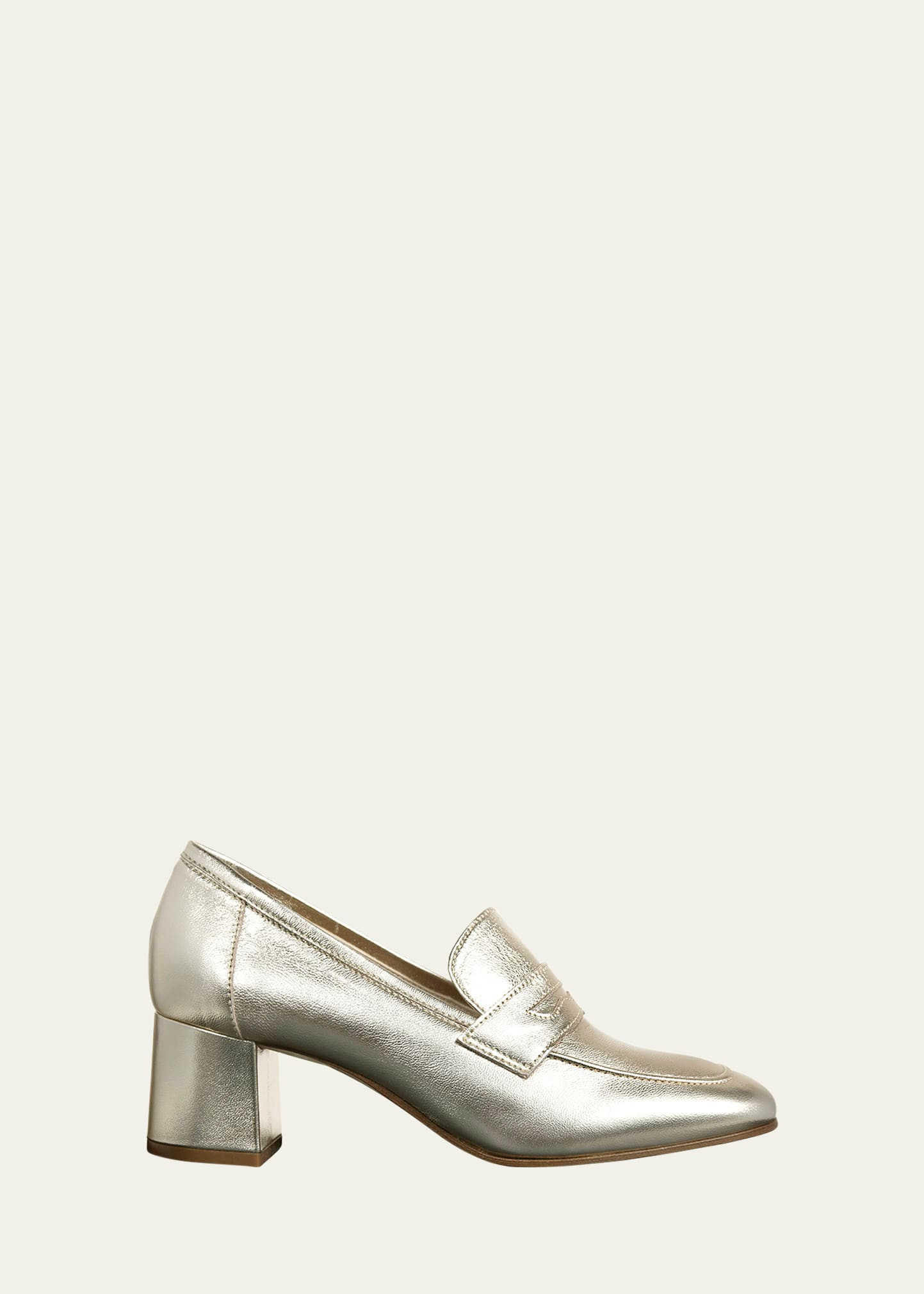 Sophique Essenziale Metallic Leather Block-Heel Loafers | Bergdorf Goodman