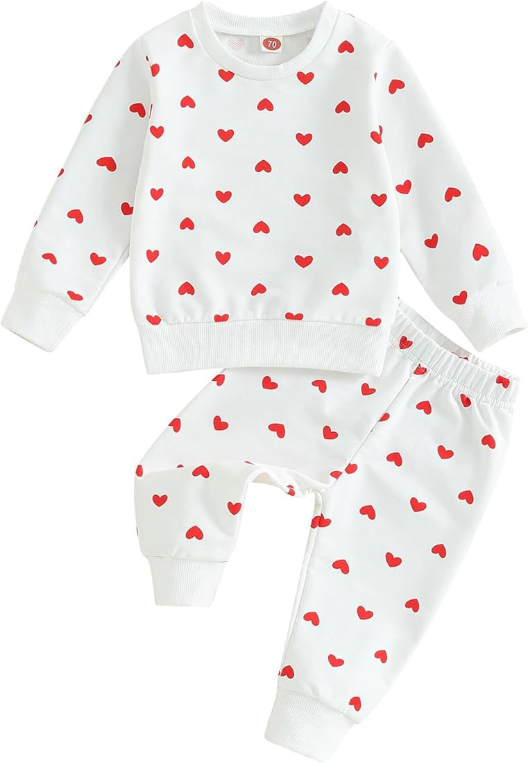 Rarjuiey Baby Boy Girl Valentines Day Outfits Toddler Valentine Heart Sweatshirt Sweater Pullover... | Amazon (US)