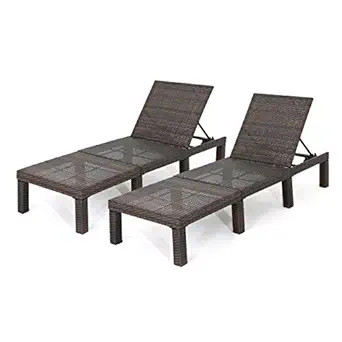 Christopher Knight Home Jamaica Outdoor Wicker Chaise Lounges without Cushions, 2-Pcs Set, Multib... | Amazon (US)