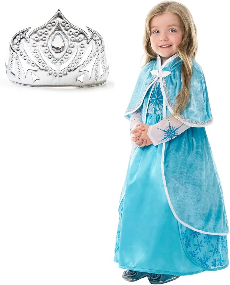Little Adventures Ice Princess Dress up Costume Set with Cloak and Soft Crown - Machine Washable ... | Amazon (US)