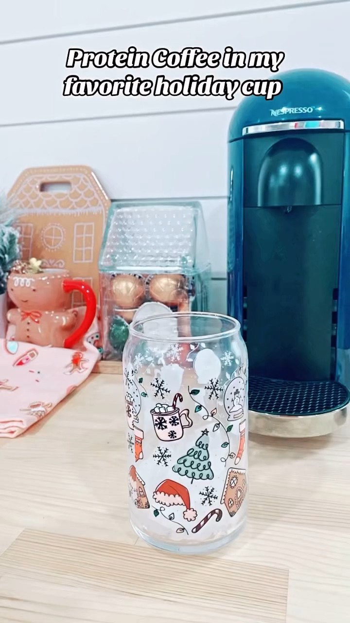 When it’s time for that afternoon pick me up!  Iced salted caramel protein coffee for the win. I love the cups that @thehikinghoundsco makes. Her holiday cups are my favorite! Also, check out my press on nails. It’s my first set and I’m in love.