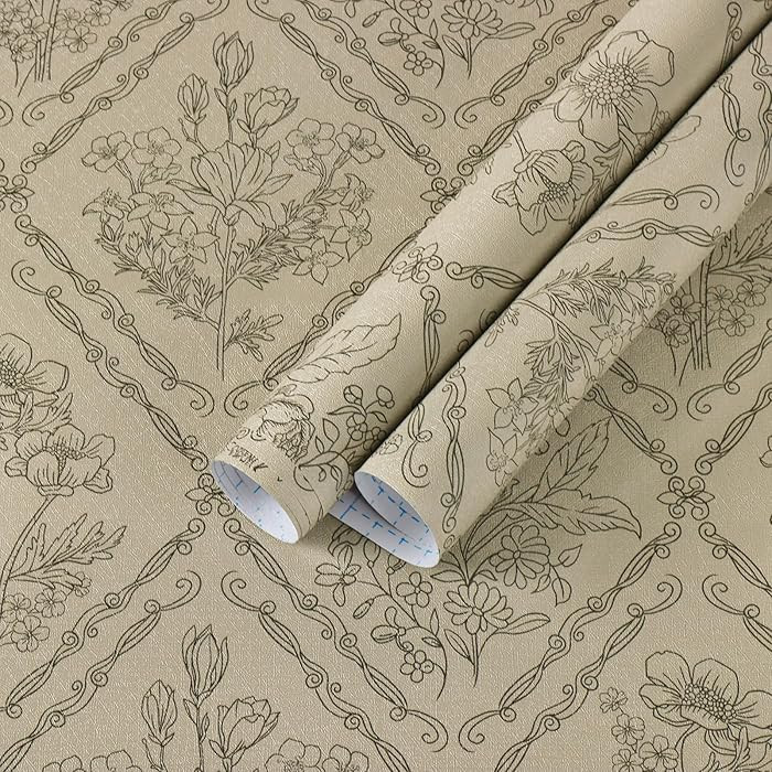 Kitico Peel and Stick Wallpaper Vintage Bohemian Wallpaper Brown Contact Paper Flower Removable W... | Amazon (US)