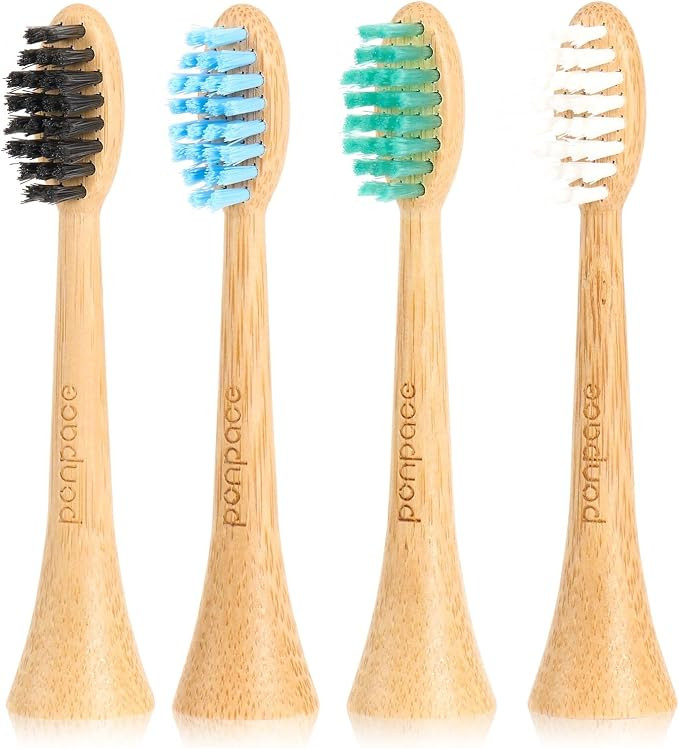 Bamboo Toothbrush Heads Compatible with Philips Sonicare, Soft Castor-Oil Bristles, Biodegradable... | Amazon (US)