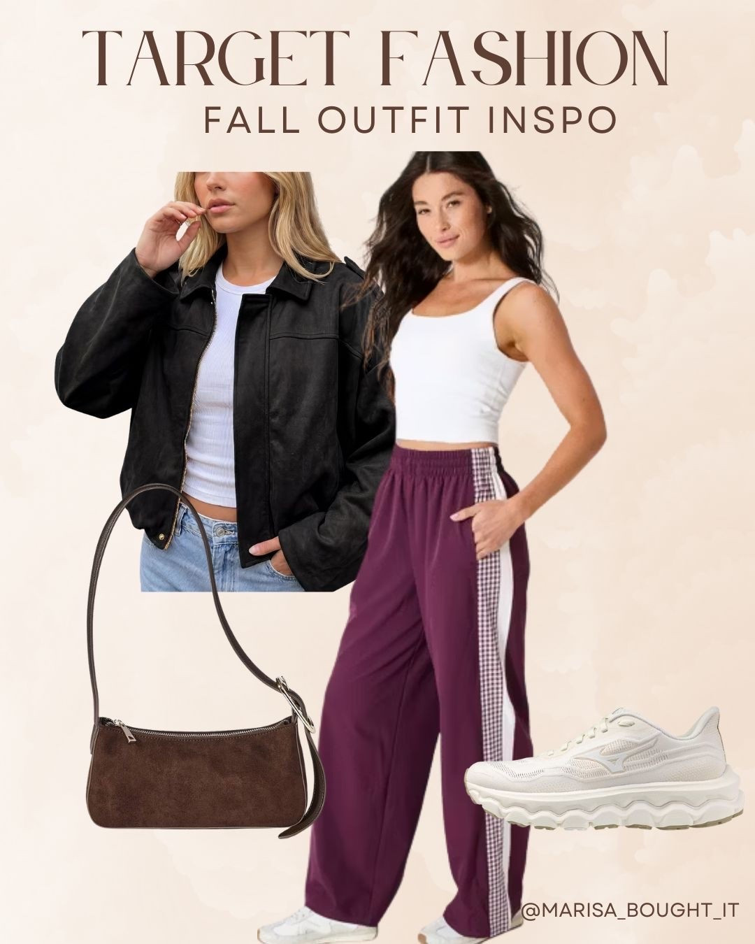 Cool and casual street style! 🍁
I styled an effortless black suede bomber jacket over a simple white tank and trendy side-stripe wide-leg pants.

Paired with clean white sneakers, a brown suede shoulder bag, and gold hoops for the ultimate off-duty look. 👟✨

#TargetStyle #TargetFinds #StreetStyle #CasualOutfit #LTKfashion #FallStyle #Athleisure #OOTD #TargetFashion