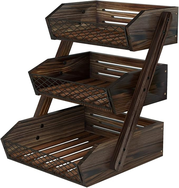 Dorhors Fruit Basket for Kitchen, 3 Tier Fruit Bowl for Kitchen Counter,Wooden Vegetable Holder f... | Amazon (US)