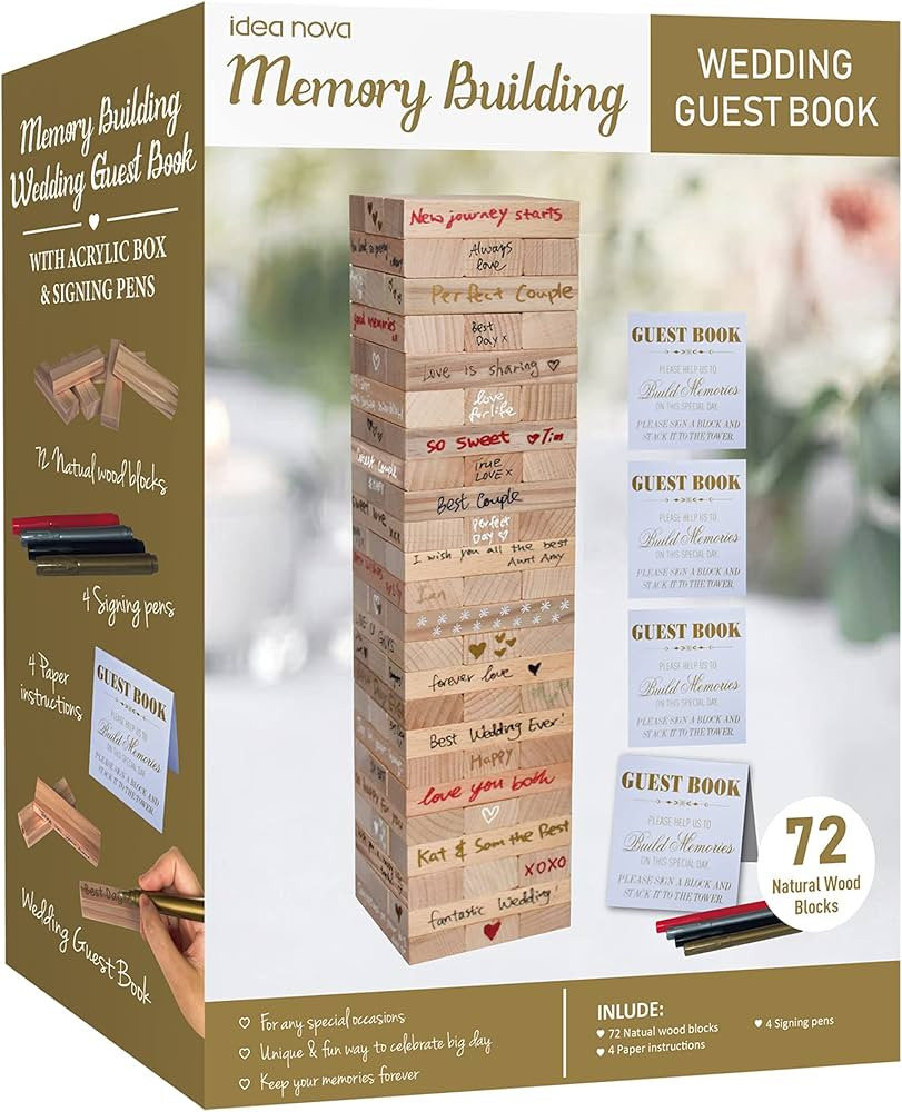 Wedding Guest Book Alternative, 72 PCS Wooden Block Guest Book for Wedding Sign In, Reception, Ba... | Amazon (US)
