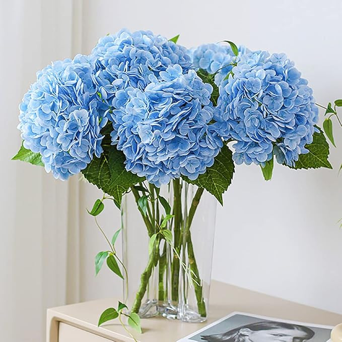 3PCS 22 inch realistic artificial hydrangea large real touch flowers artificial flowers dry flowe... | Amazon (US)