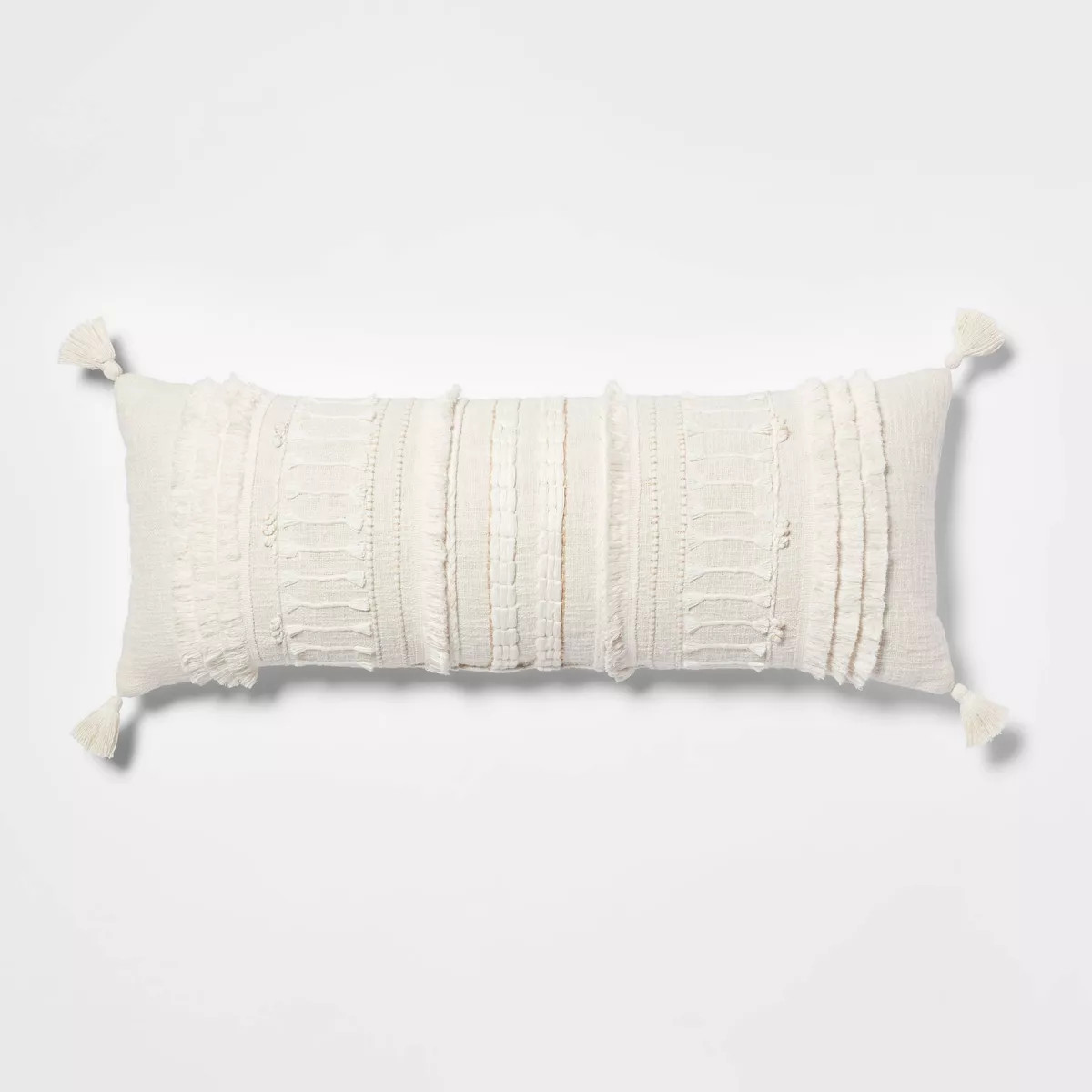 Oversized Oblong Woven Knotted Fringe Decorative Throw Pillow Natural - Threshold™: Cotton, Ind... | Target
