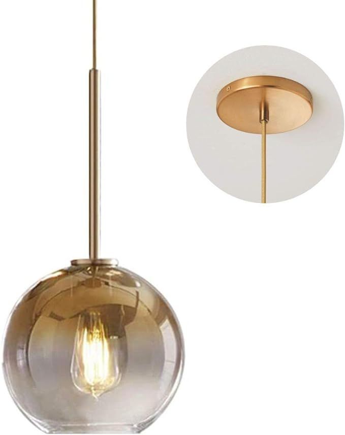 KCO Lighting Modern Gold Glass Pendant Lights Hanging Light Fixture Globe Shade Bedside Light 1-L... | Amazon (US)