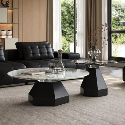 Luxury-Style Round Marble Coffee Table Set | Wayfair North America