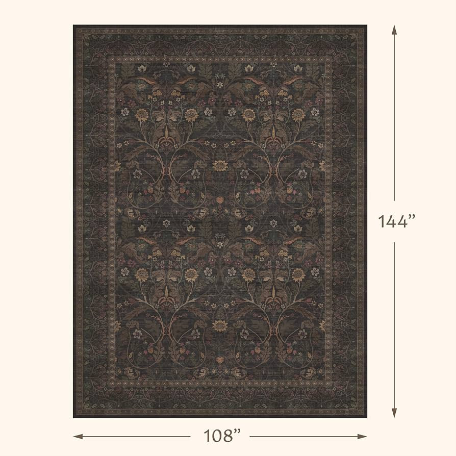 9x12 Botanical Big Rugs for Living Room, Machine Washable Soft Flower Area Rugs for Bedroom, 9 by... | Amazon (US)