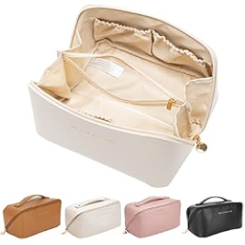 EACHY Travel Makeup Bag,Large Capacity Cosmetic Bags for Women,Waterproof Portable Pouch Open Fla... | Amazon (US)
