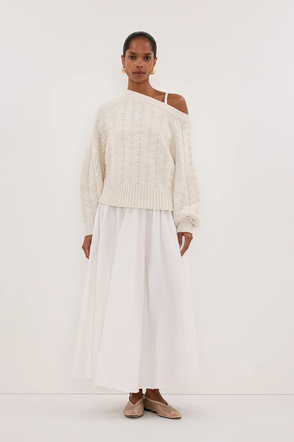 TOM CREAM ASSYM KNIT JUMPER | DISSH