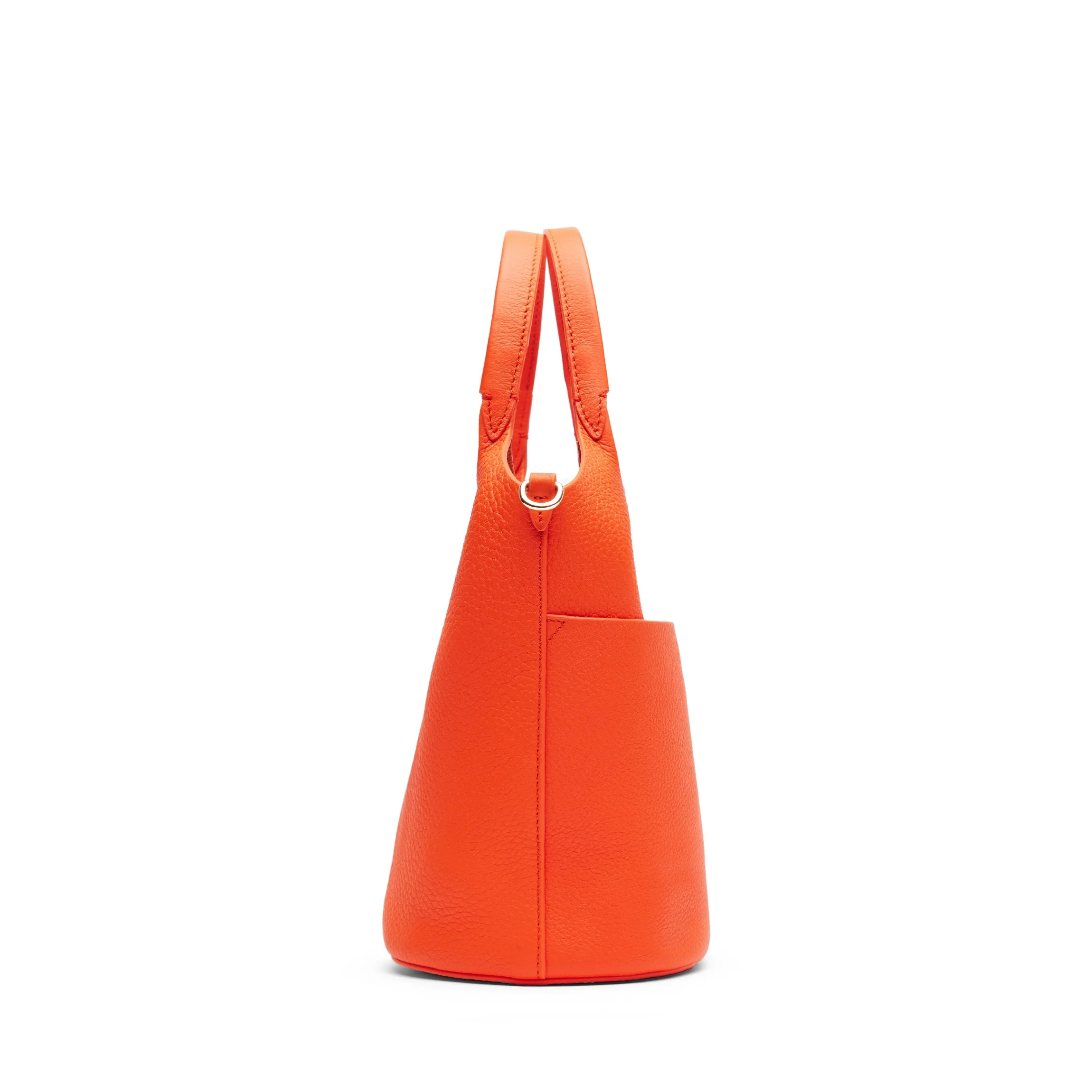 Mia Small Bucket Tote | Full Grain Leather Clementine | Leatherology