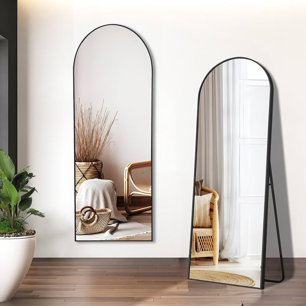 FORBATH Arched Full Length Mirror, Black Floor Length Mirror, 59”x16” Full Body Mirror, Bedro... | Amazon (CA)