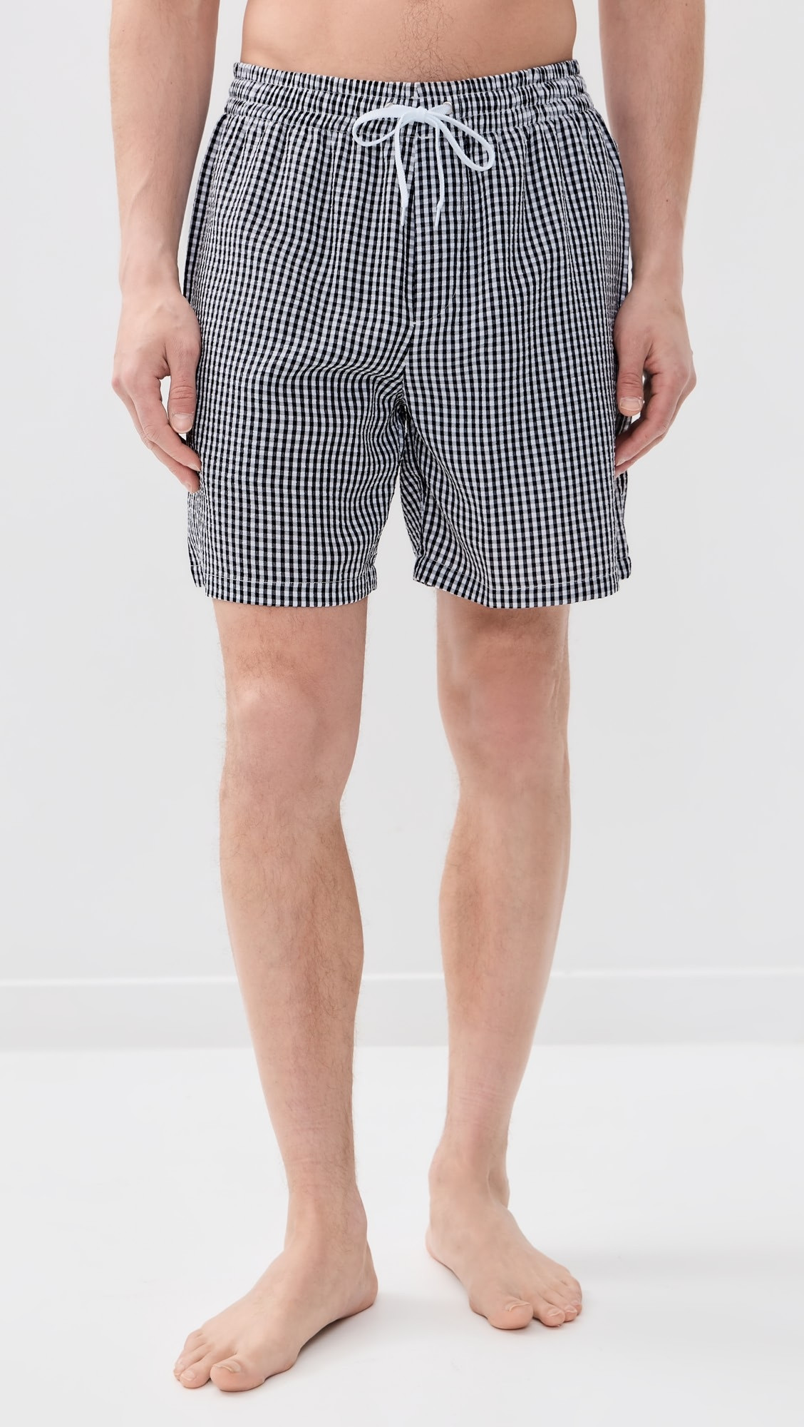 Checked Seersucker Swim Trunks 6" | Shopbop
