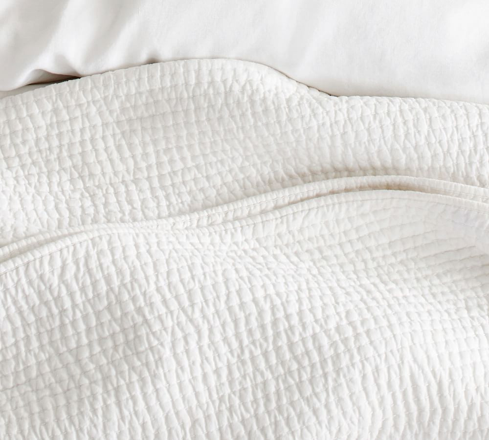 Pick-Stitch Handcrafted Cotton Linen Quilt & Shams | Pottery Barn (US)