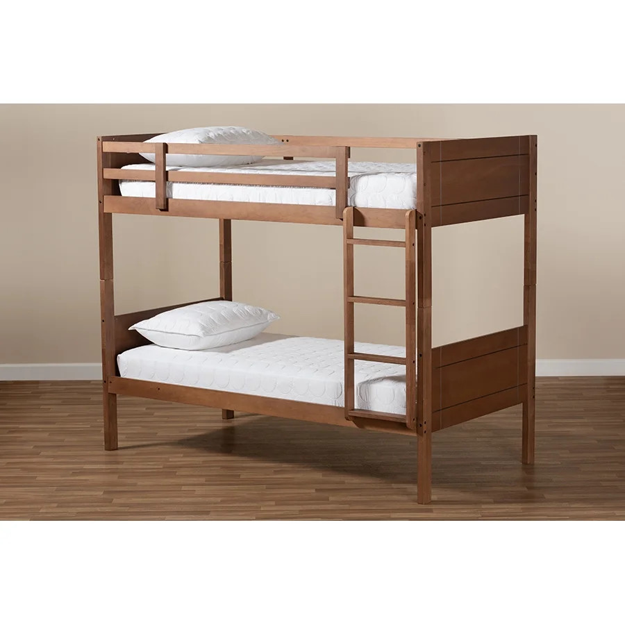 Baxton Studio Elsie Modern and Contemporary Walnut Brown Finished Wood Twin Size Bunk Bed - Walma... | Walmart (US)