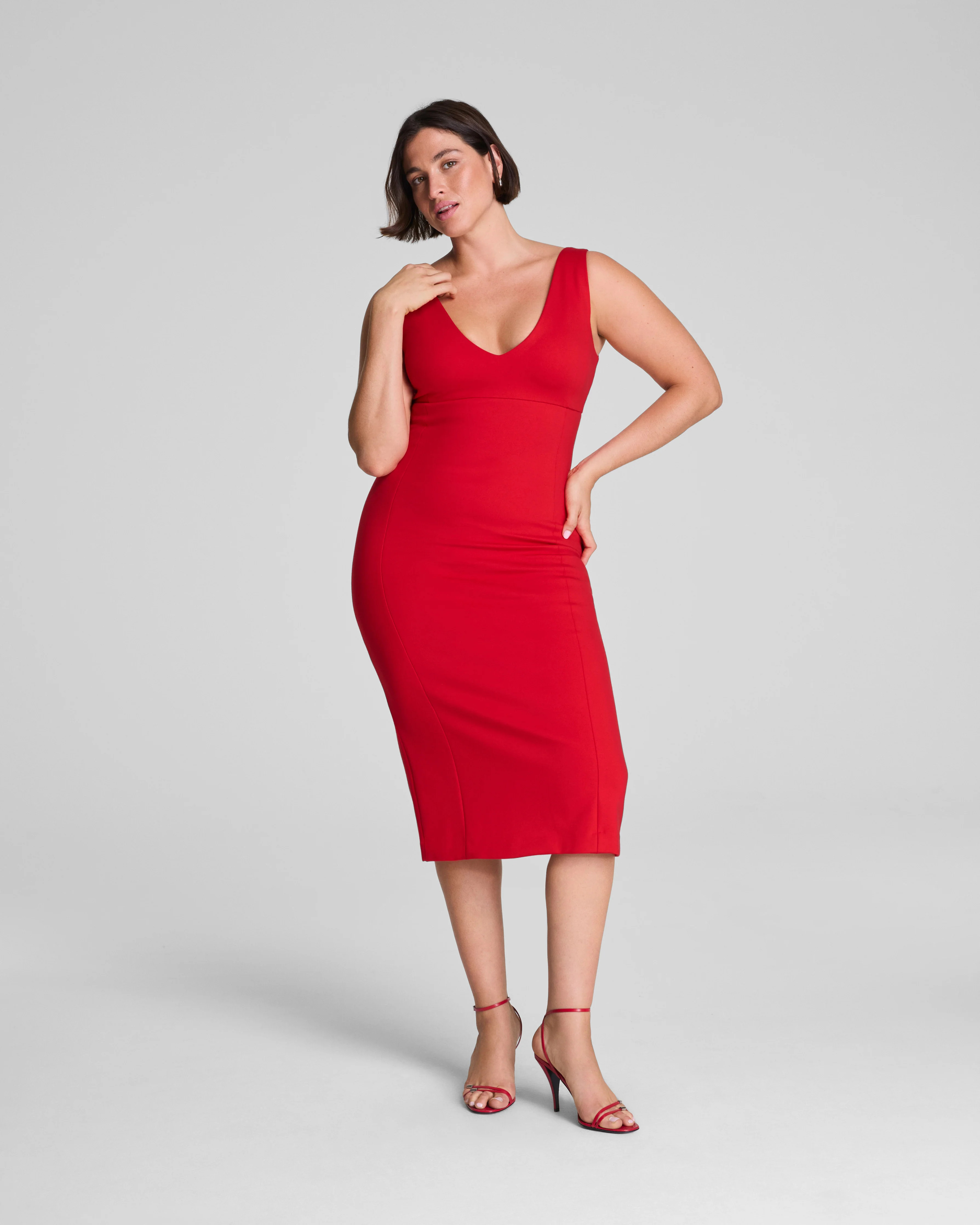 Ponte V-Neck Midi Dress | Spanx