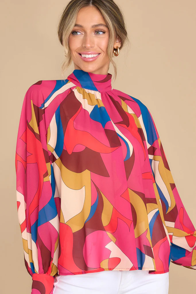 Mix And Match Hot Pink Multi Print Top | Red Dress 