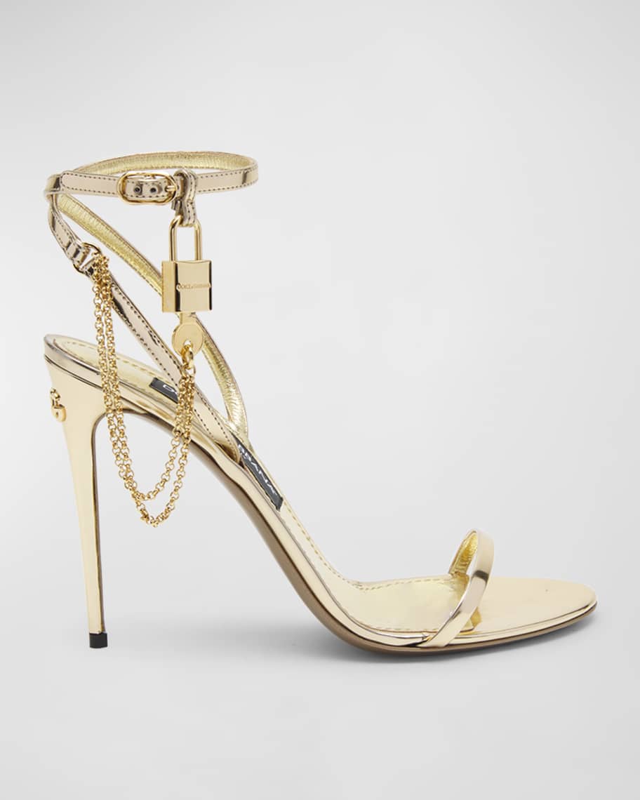 Dolce&Gabbana Metallic Key And Lock Stiletto Sandals | Neiman Marcus