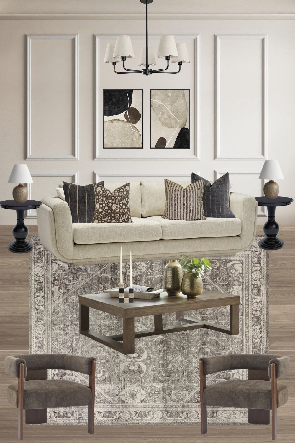 Black and brown modern living room mood board🤎

Living room design, living room furniture, living room lighting, living room rug, black decor, brown decor, interior design inspo, living room inspo

#LTKHome