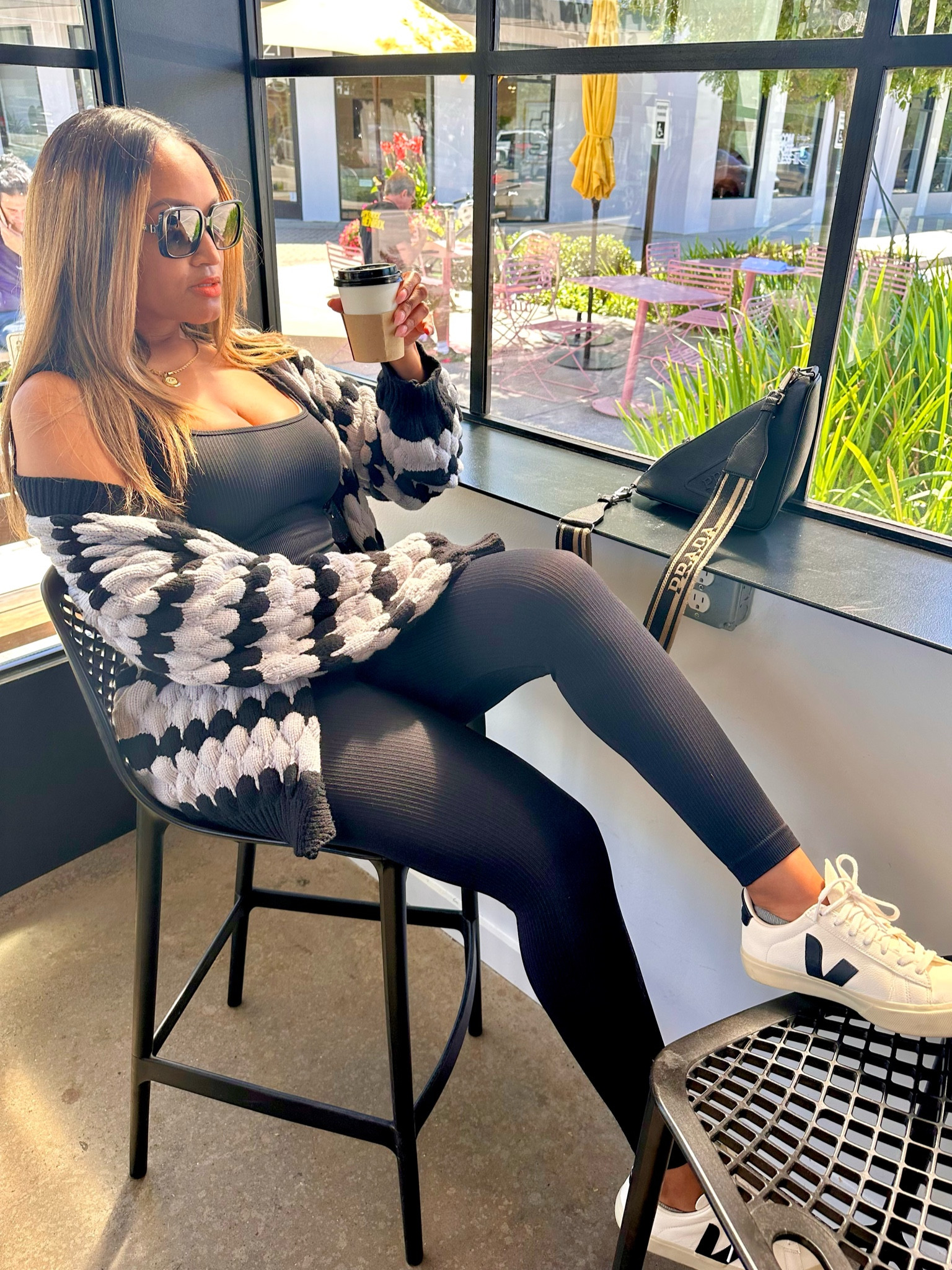 Jumpsuit x Oversized Cardigan 
Jumpsuit size medium 

#sneakers #jumpsuit #cardigan 

#LTKover40 #LTKstyletip #LTKshoecrush