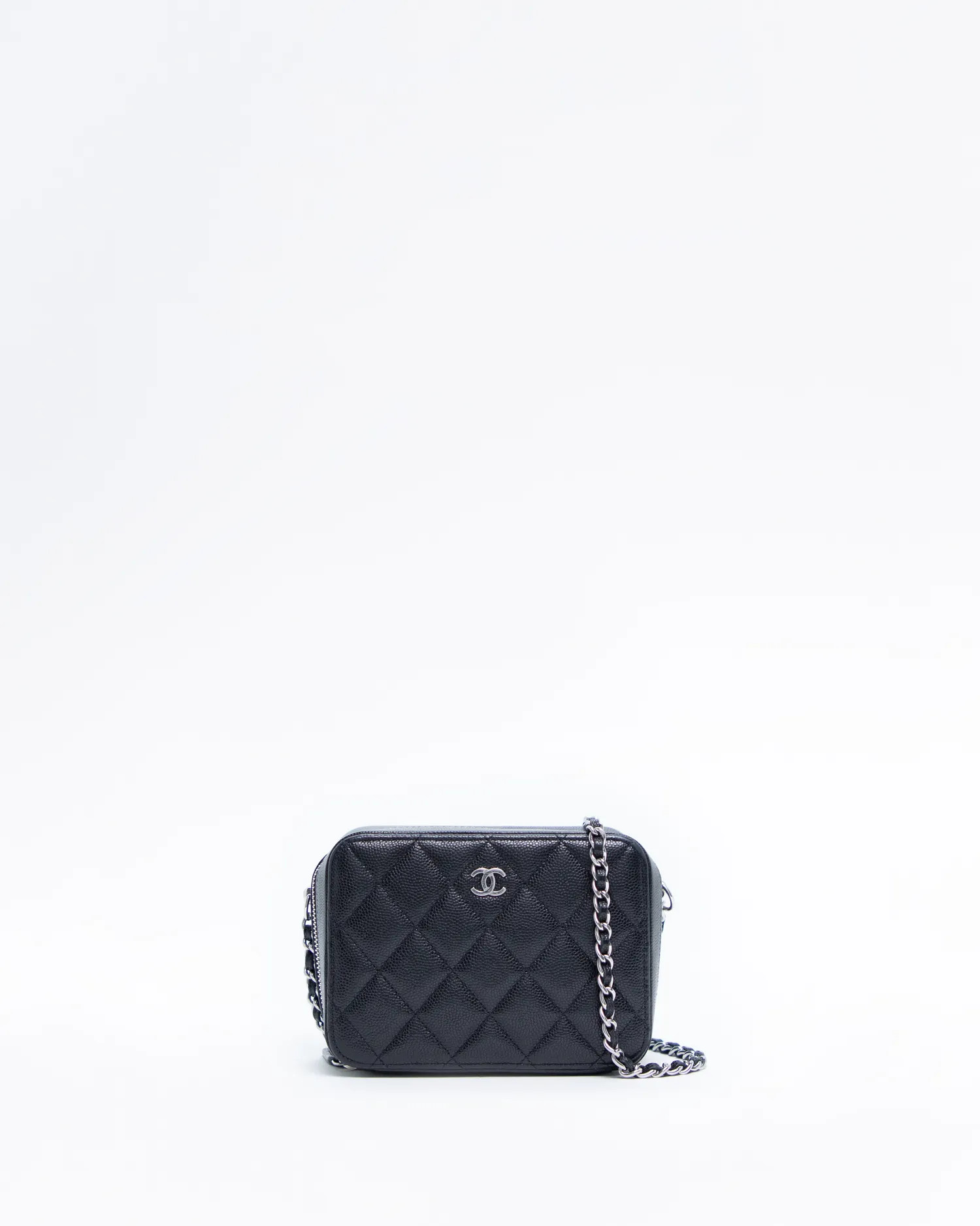 Caviar Zip Around Mini Vanity with Chain | Vivrelle