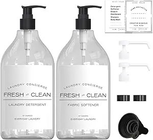 1/2 Gallon Laundry Detergent Dispenser Bottle - Refillable Fabric Softener Clear Pump Bottle - Li... | Amazon (US)