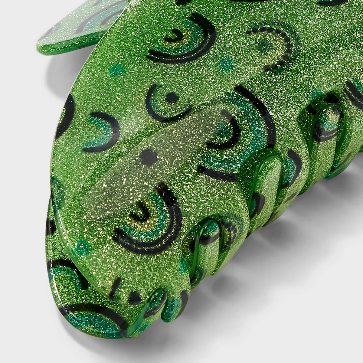 St. Patrick's Day Jumbo Glitter Rainbow Print Claw Hair Clip - Green | Target