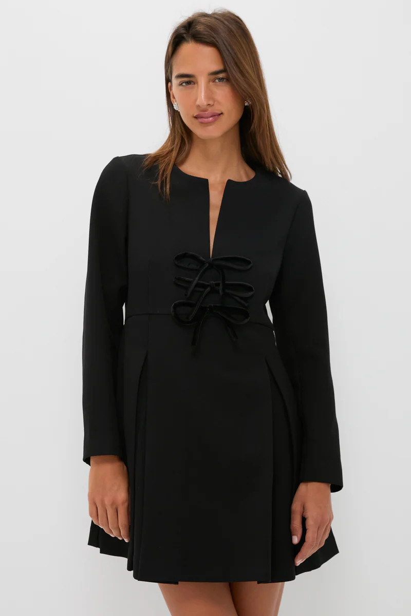 Black Crepe Blair Bow Coat Dress | Tuckernuck (US)