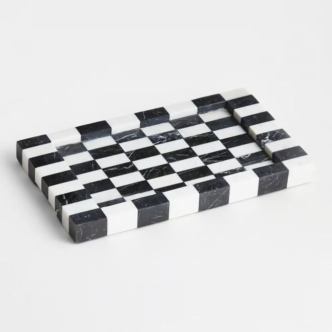 Black and White Marble Decorative Checkered Tray by Leanne Ford + Reviews | Crate & Barrel | Crate & Barrel