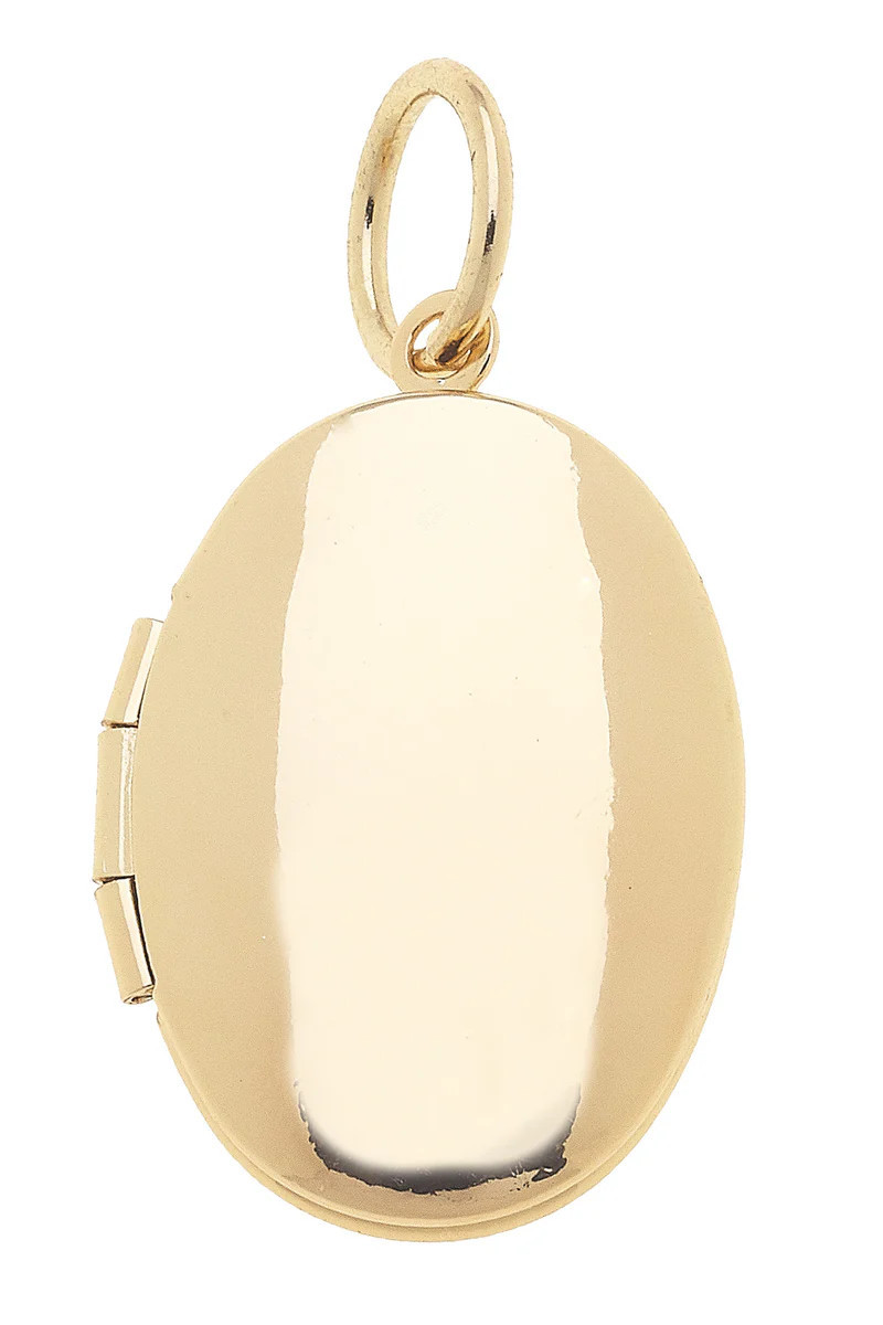 Oval Shaped Locket Charm in Shiny Gold | CANVAS