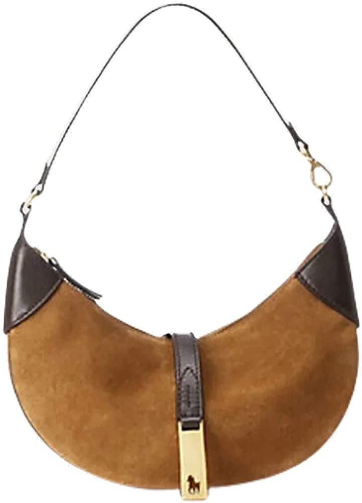 Genuine Leather Suede Handbag Polo Design Crescent Crossbody Underarm Saddle Shoulder Bag Small s... | Amazon (US)