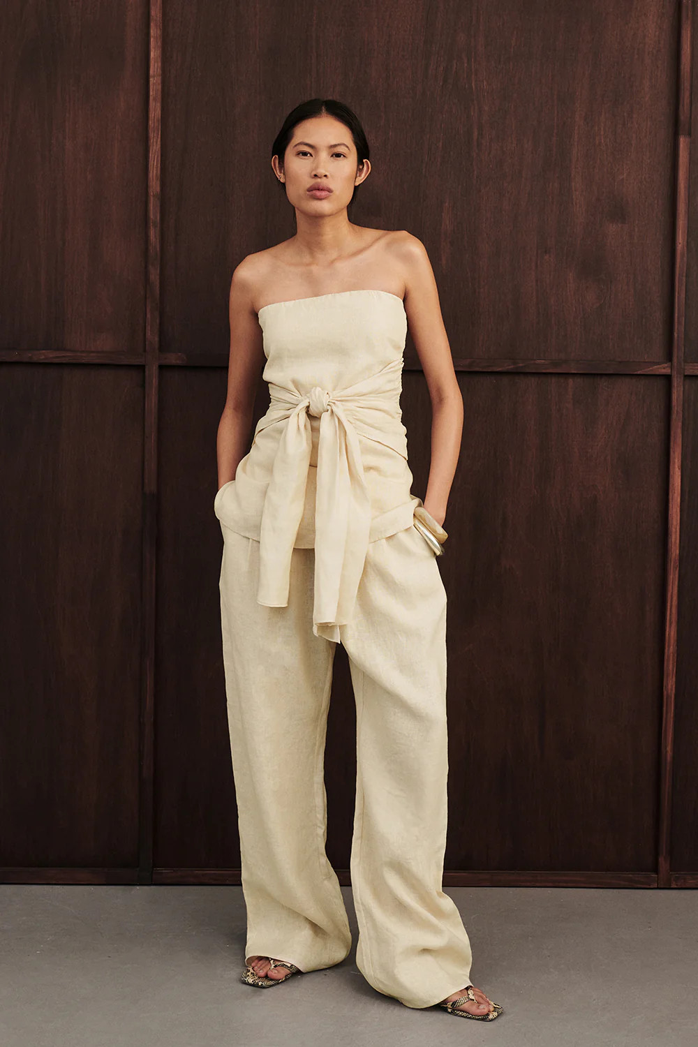 CARLA BUTTERMILK DRAWSTRING LINEN PANT | DISSH