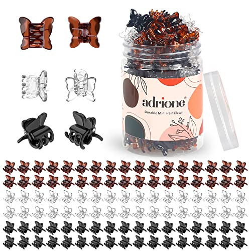 ADRIONE Small Butterfly Hair Clips for Women, 100 Bulk Pack Small Hair Clips for Women Mini Hair Clips Small Claw Clips Mini Butterfly Clips for Hair Bangs Hair Clip Mini Claw Clips for Thin Fine Hair | Amazon (US)