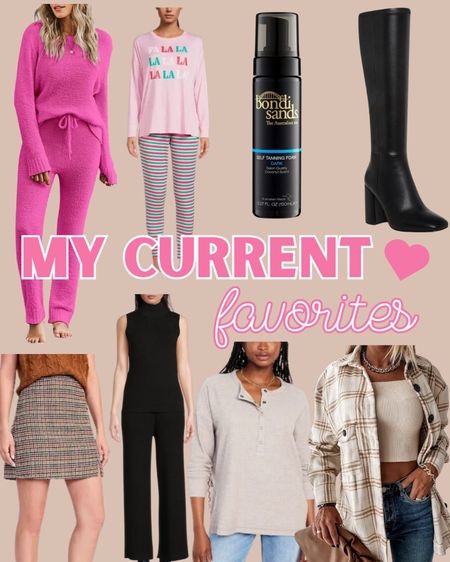 My current favorites: two piece sets, knee high black boots, self tanner, Christmas pajamas, plaid shacket, houndstooth skirt, and waffle knit top. 🩷

#LTKshoecrush #LTKSeasonal #LTKGiftGuide