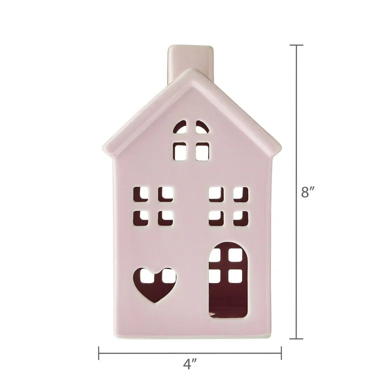 Ceramic House Tabletop Decoration, Pink, 8", Valentine's Day by Way To Celebrate | Walmart (US)