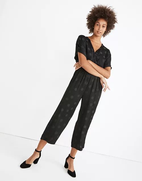 Wrap-Front Smock-Waist Jumpsuit in Dot Jacquard | Madewell