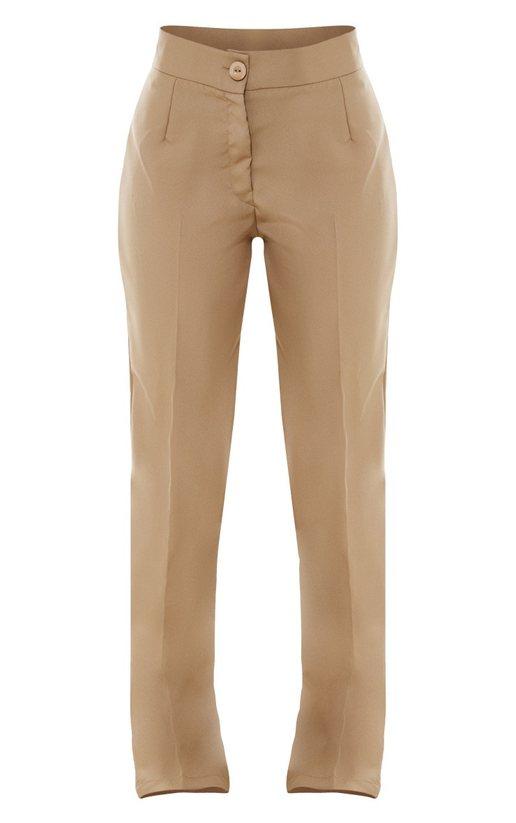 Camel Tailored High Waist Straight Leg Pants | Pretty Little Thing (Australia & New Zealand)