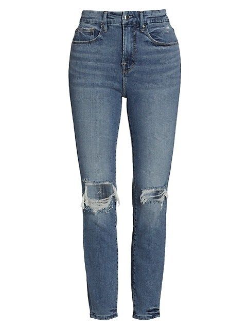 Good High-Rise Distressed Stretch Sculpting Skinny Jeans | Saks Fifth Avenue