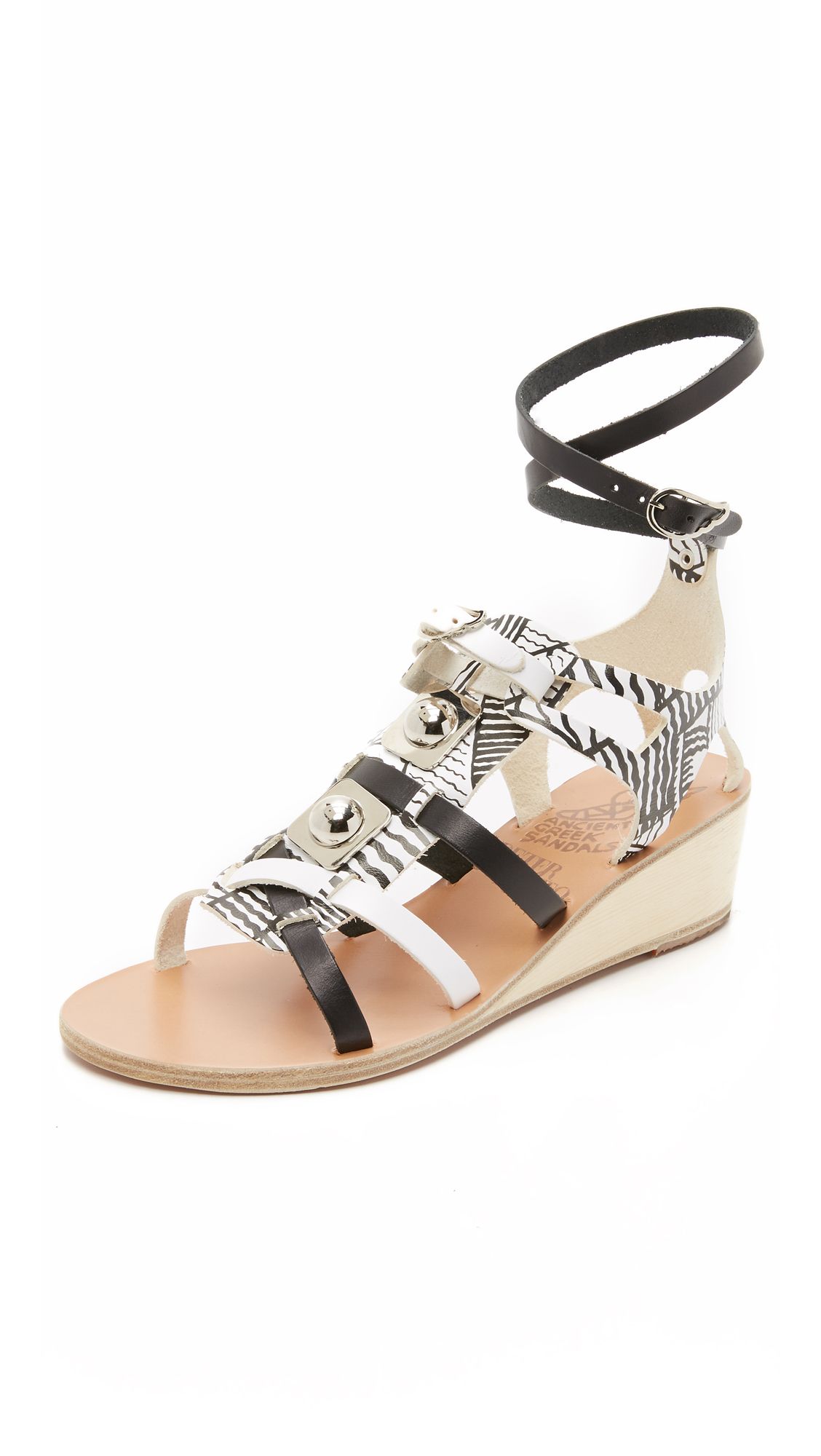 Ancient Greek Sandals Ancient Greek Sandals For Peter Pilotto Wedge Gladiator Sandals - Black/White | Shopbop