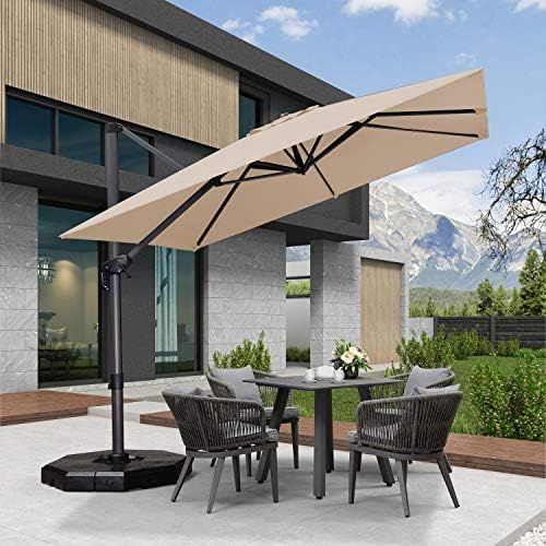 PURPLE LEAF 9 Feet Patio Umbrella Outdoor Cantilever Square Umbrella Aluminum Offset Umbrella with 3 | Amazon (US)