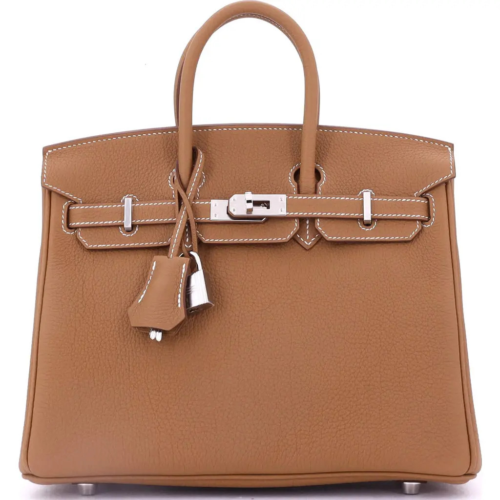 Pre-Owned Hermes Birkin Handbag Brown Togo with Palladium Hardware 25 in Gold at Nordstrom, Size Small | Nordstrom