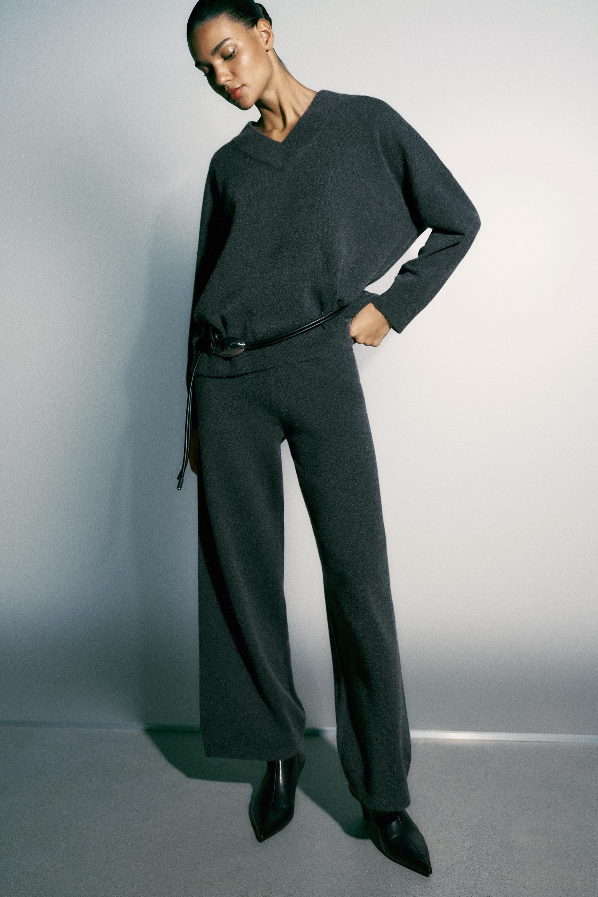 KNIT WIDE-LEG PANTS | Zara US