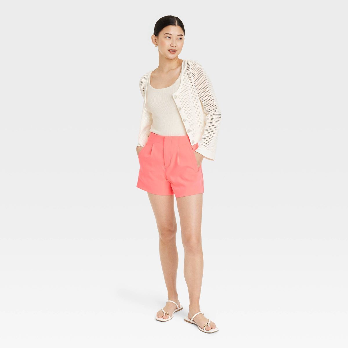 Women's High-Rise Tailored Shorts - A New Day™ Pink 8 | Target