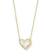 Kendra Scott Ari Heart Gold Pendant Necklace in Ivory Mother of Pearl | Glik's