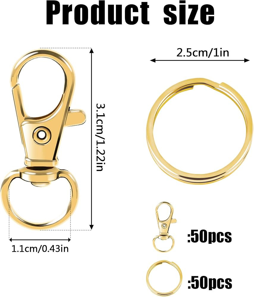 100PCS Swivel Snap Hooks with Key Rings, 50Pcs Key Chain Clip Hooks and 50Pcs Key Rings, Lanyard ... | Amazon (CA)