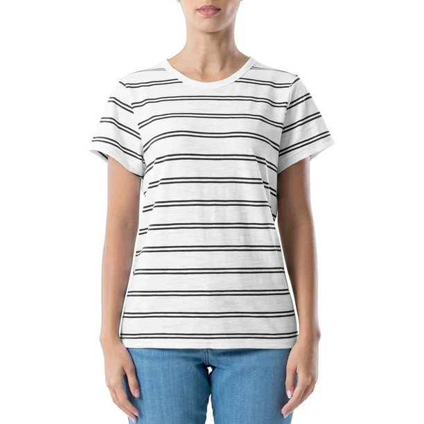 Time and Tru Women's Short Sleeve Slub Crew T-Shirt | Walmart (US)